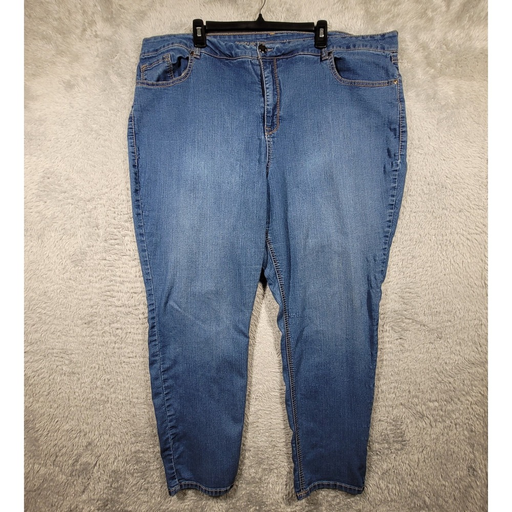 Avenue Denim Ankle Jeans Womens Size 28‎ Blue Stretch Skinny Casual 45x29